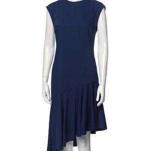 COPY - Akris Punto. Size 8 drop waist, crew neck asymmetrical pleated skirt.Nav…